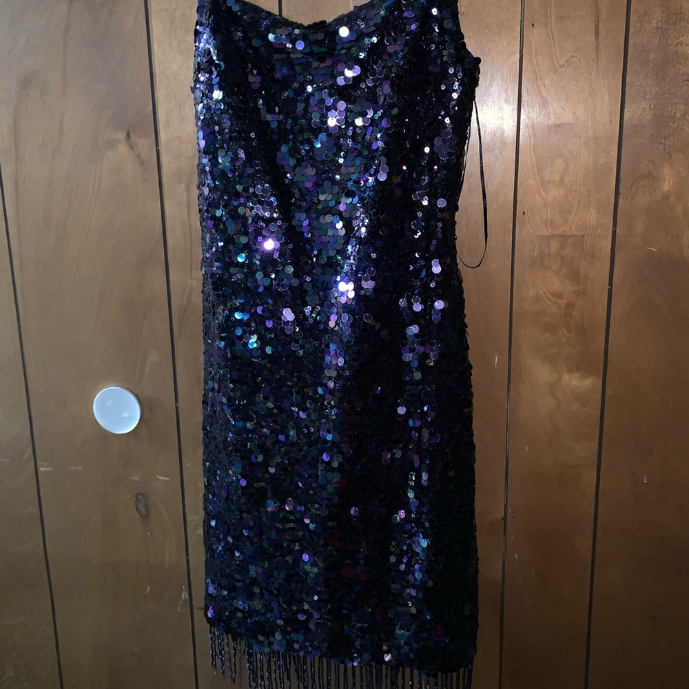 GUESS sequin dress with fringe detail